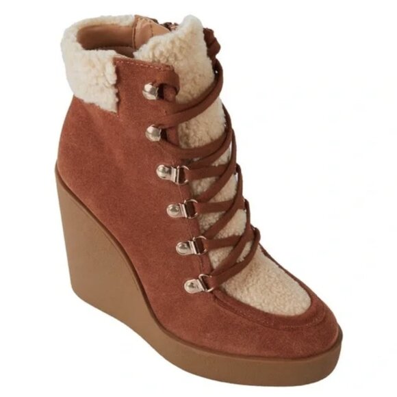 NEW Jessica Simpson Maelyn Laceup Platform Wedge Suede Boots Sz. 10 - Picture 1 of 4